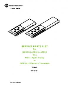 SERVICE PARTS LIST for