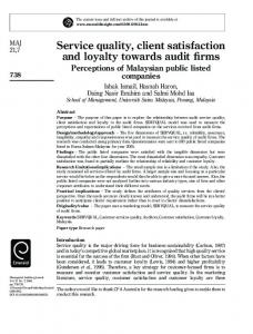 Service quality, client satisfaction and loyalty towards audit firms