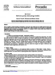 Service quality evaluating models