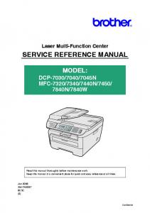 SERVICE REFERENCE MANUAL - Brother Support