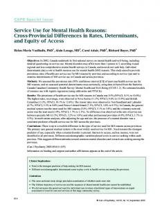 Service Use for Mental Health Reasons: Cross ... - SAGE Journals