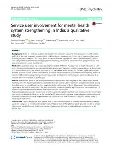 Service user involvement for mental health system strengthening in