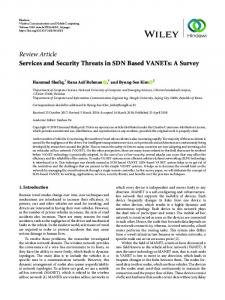 Services and Security Threats in SDN Based VANETs: A Survey