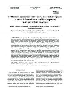 Settlement dynamics of the coral reef fish Stegastes ... - Inter Research