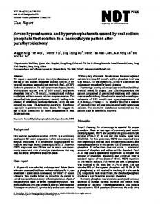 Severe hypocalcaemia and hyperphosphataemia ... - Oxford Journals