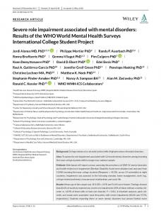 Severe role impairment associated with mental disorders - Nock Lab