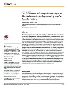 Sex Differences in Drosophila melanogaster ... - CiteSeerX