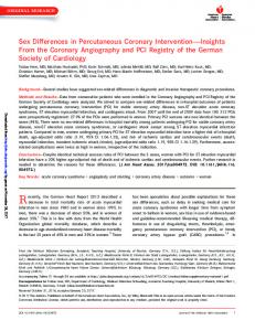 Sex Differences in Percutaneous Coronary