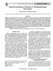 Sexual transmission of human T-cell lymphotropic virus type 1