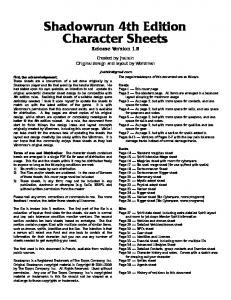 Shadowrun 4th Edition Character Sheets