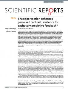 Shape perception enhances perceived contrast ... - Semantic Scholar