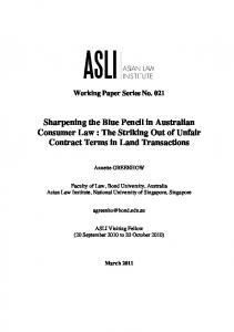 Sharpening the Blue Pencil in Australian Consumer Law - NUS Law