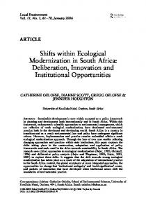 Shifts within Ecological Modernization in South Africa - UWC