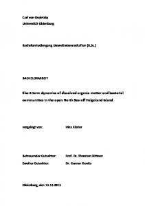 Short-term dynamics of dissolved organic matter and bacterial ... - ePIC