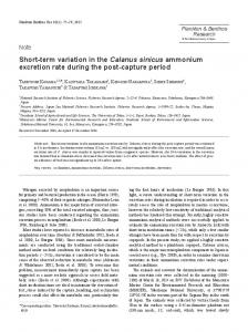 Short-term variation in the Calanus sinicus ammonium excretion rate ...