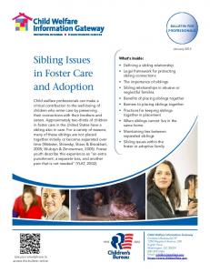 Sibling Issues in Foster Care and Adoption