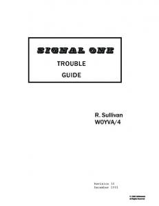 Signal/One Troubleshooting Guide