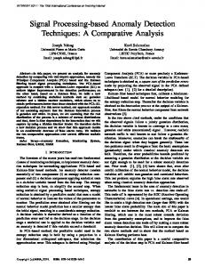 Signal Processing-based Anomaly Detection Techniques - CiteSeerX