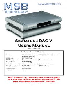 Signature DAC V Users Manual