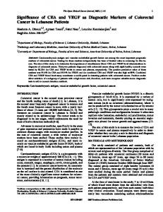 Significance of CEA and VEGF as Diagnostic Markers of Colorectal ...