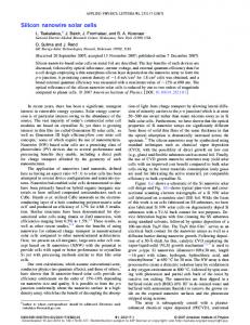 Silicon nanowire solar cells