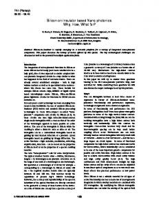 Silicon-on-Insulator based Nano-photonics - Photonics Research Group