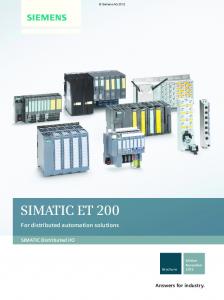 SIMATIC ET 200 - For distributed automation solutions