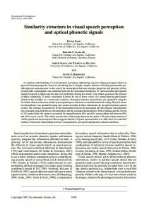 Similarity structure in visual speech perception and ... - UCLA Linguistics