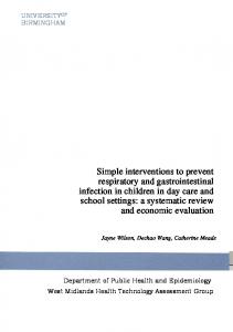 Simple interventions to prevent respiratory and gastrointestinal ...