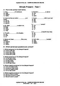 Simple Present - Test 1