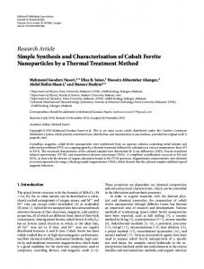 Simple Synthesis and Characterization of Cobalt Ferrite Nanoparticles