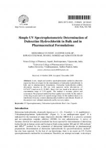 Simple UV Spectrophotometric Determination of Duloxetine ... - Hindawi