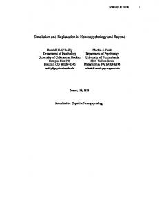 Simulation and Explanation in Neurospychology ... - Semantic Scholar