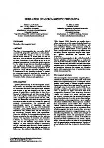 simulation of micromagnetic phenomena - CiteSeerX