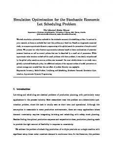 Simulation Optimization for the Stochastic ... - Optimization Online