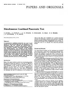 Simultaneous Combined Pancreatic Test