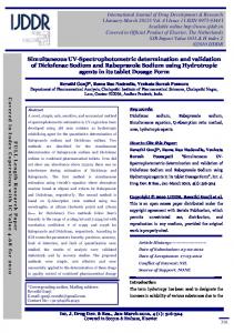 Simultaneous UV-Spectrophotometric determination and validation of