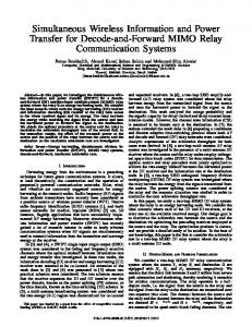 Simultaneous Wireless Information and Power Transfer for Decode ...