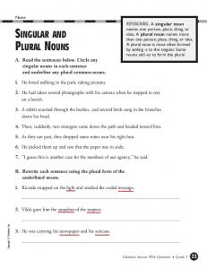 SINGULAR AND PLURAL NOUNS - Scholastic