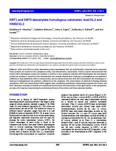 SIRT1 and SIRT3 deacetylate homologous ... - Semantic Scholar