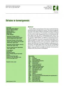 Sirtuins in tumorigenesis