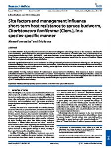 Site factors and management influence shortterm host resistance to ...