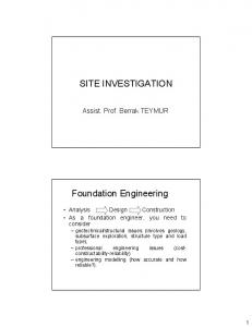 SITE INVESTIGATION Foundation Engineering