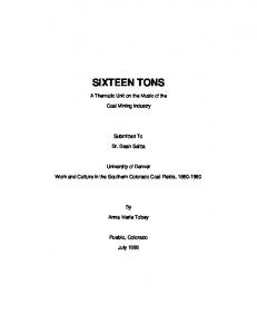 SIXTEEN TONS - University of Denver