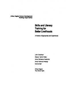 Skills and Literacy Training for Better Livelihoods - World Bank Group