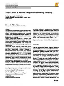 Sleep Apnea: Is Routine Preoperative Screening ... - Springer Link