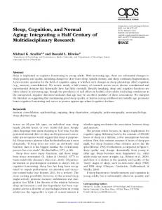 Sleep, Cognition, and Normal Aging: Integrating a