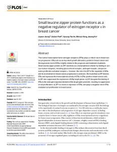 Small leucine zipper protein functions as a negative regulator ... - PLOS