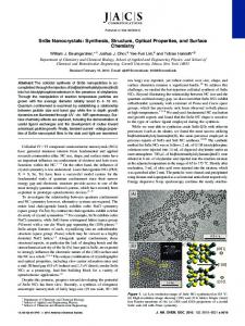 SnSe Nanocrystals: Synthesis, Structure, Optical Properties, and ...