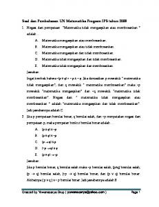 Soal dan Pembahasan UN Matematika Program IPS tahun 2008